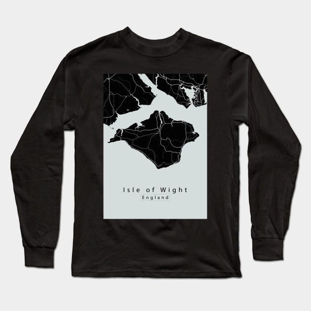 Isle of Wight England Island Map dark Long Sleeve T-Shirt by Robin-Niemczyk